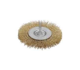 Cepillo Acero Latonado Para Taladro. Disco Ø 75 mm. Espiga 1/4" Cepillo Taladro Alambre Latón, Cepillo Limpieza, Cepillo Pulir.