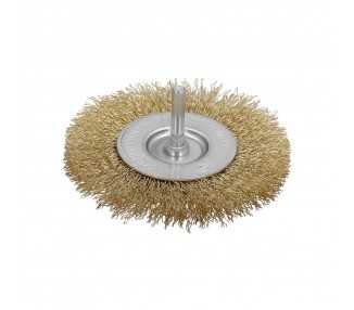 Cepillo Acero Latonado Para Taladro. Disco Ø 100 mm. Espiga 1/4" Cepillo Taladro Alambre Latón, Cepillo Limpieza, Cepillo Pulir.