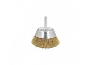 Cepillo Acero Latonado Para Taladro Taza Ø 50 mm. Espiga 1/4" Cepillo Taladro Alambre Latón, Cepillo Limpieza, Cepillo Pulir.