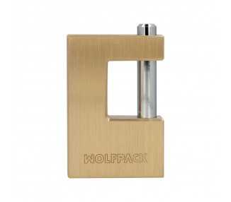 Candado Cuadrado Latón Persiana Ancho 70 mm. Alta Seguridad, Antirrobo Puertas, Contenedores, Trasteros, 2 Llaves