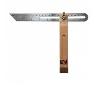 Escuadra Medidora Biselada Con Escala 22 cm. Falsa Escuadra, Escuadra Biselada, Escuadra de Carpintero, Escuadra Combinada