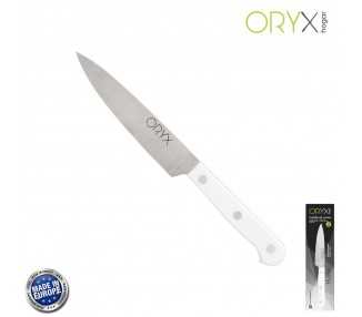 Cuchillo Husky Cocina 13 cm. Hoja Acero Inoxidable, Cuchillo Carne, Cuchillo Pescado, Cuchillo Chef, Mango Ergonomico Blanco