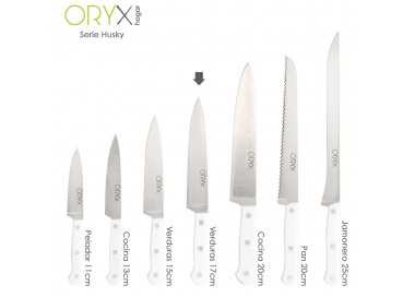 Cuchillo Husky Verduras 17 cm. Hoja Acero Inoxidable, Cuchillo Verduras, Cuchillo Cortar Verduras Mango Ergonomico Blanco