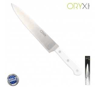 Cuchillo Husky Cocina 20 cm. Hoja Acero Inoxidable, Cuchillo Carne, Cuchillo Pescado, Cuchillo Chef, Mango Ergonomico Blanco