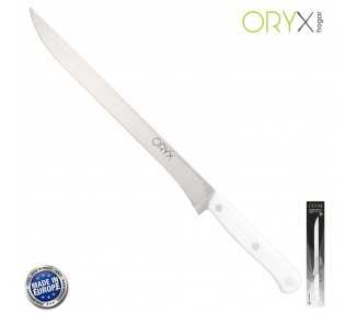 Cuchillo Husky Jamonero 25 cm. Hoja Acero Inoxidable, Cuchillo Jamon, Cuchillo Cortar Jamon Mango Ergonomico Blanco