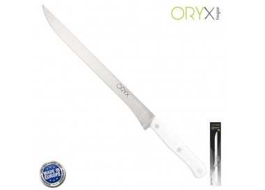 Cuchillo Husky Jamonero 25 cm. Hoja Acero Inoxidable, Cuchillo Jamon, Cuchillo Cortar Jamon Mango Ergonomico Blanco