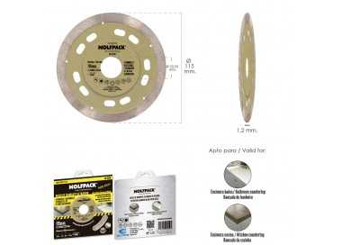 Disco Diamante Ø 115 mm. Materiales de Ultima Generación. Segmento de 10 mm.