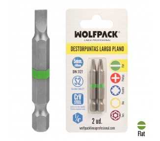 Puntas Destornillador Largo Plano 5 mm. (2 Piezas). Acero S2 al Cromo Vanadio. Puntas Hexagonales, Destorpuntas,