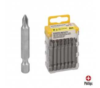 Puntas Largas Destornillador Phillips Nº 1 (20 Piezas). Acero S2 al Cromo Vanadio. Puntas Hexagonales, Destorpuntas,