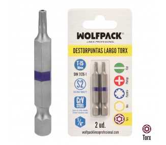 Puntas Largas Destornillador Torx T15 (2 Piezas). Acero S2 al Cromo Vanadio. Puntas Hexagonales, Destorpuntas,
