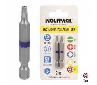 Puntas Largas Destornillador Torx T20 (2 Piezas). Acero S2 al Cromo Vanadio. Puntas Hexagonales, Destorpuntas,