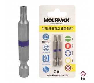 Puntas Largas Destornillador Torx T25 (2 Piezas). Acero S2 al Cromo Vanadio. Puntas Hexagonales, Destorpuntas,