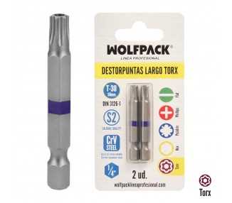 Puntas Largas Destornillador Torx T30 (2 Piezas). Acero S2 al Cromo Vanadio. Puntas Hexagonales, Destorpuntas,