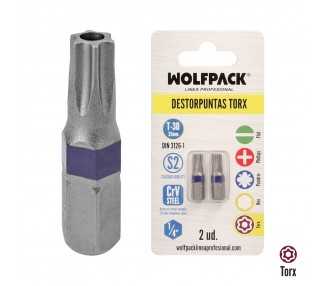 Puntas Destornillador Torx 30 Inviolable (2 Piezas). Acero S2 al Cromo Vanadio. Puntas Hexagonales, Destorpuntas,
