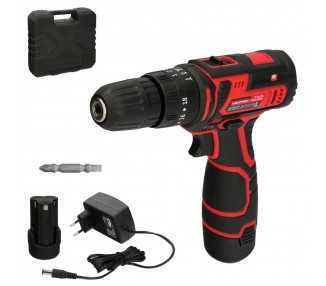 Taladro Atornillador 12 V. Con 2 Velocidades y Percutor. Bateria 1.300 mAh. Par Apriete 35 Nm.