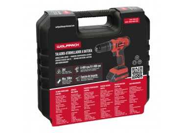 Taladro Atornillador 20 V. Con 2 Velocidades y Percutor. Bateria 2 Ah. Par Apriete 35 Nm.