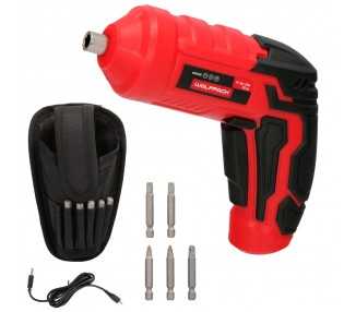Atornillador 4 V. Con Led, Funda y 5 Destorpuntas, Bateria Recargable USB