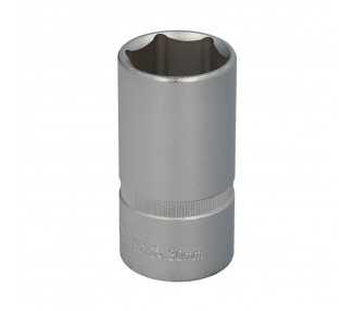 Llave Vaso 1/2" Hexagonal Larga 30 mm. Perfil de 6 caras. Acero Cromo Vanadio, Aristas Redondas