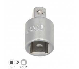 Adaptador Reductor  1/2" Hembra A 3/8" Macho Acero Cromo Vanadio, Aristas Redondas, Reductor Carraca,