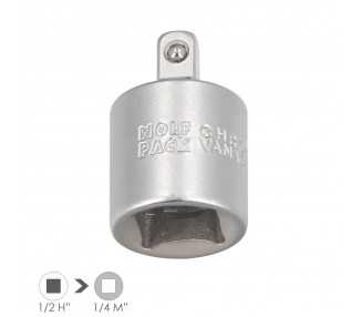 Adaptador Reductor  1/2" Hembra A 1/4" Macho. Acero Cromo Vanadio, Aristas Redondas, Reductor Carraca,