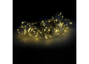 Guirnalda Solar 10 Bombillas / 50 Micro Leds Luz Calida. Bateria Recargable Uso en Exteriores / Interiores Ip44
