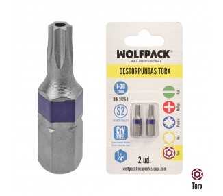 Puntas Destornillador Torx 20 Inviolable (2 Piezas). Acero S2 al Cromo Vanadio. Puntas Hexagonales, Destorpuntas,