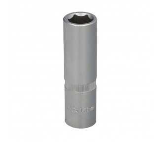 Llave Vaso 1/2" Hexagonal Larga 15 mm. Perfil de 6 caras. Acero Cromo Vanadio, Aristas Redondas