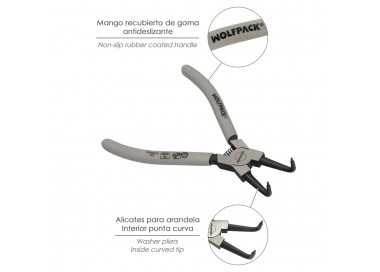 Alicates Arandelas Interiores Curvo 175 mm. Acero Din 5256. Anillos De Presion, Anillos De Retención, Arandelas Circlips
