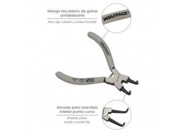 Alicates Arandelas Interiores Curvo 125 mm. Acero Din 5254. Anillos De Presion, Anillos De Retención, Arandelas Circlips