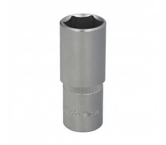 Llave Vaso 1/2" Hexagonal Larga 24 mm. Perfil de 6 caras. Acero Cromo Vanadio, Aristas Redondas