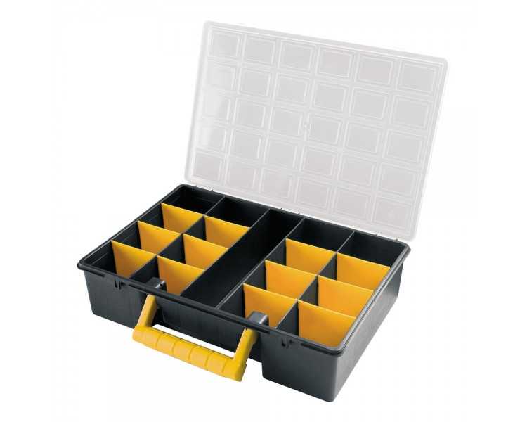 Maletin Organizador Plastico 17 Compartimentos Con Separadores Ajustables 360x252x64 mm.