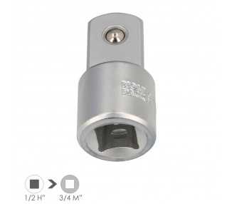 Adaptador Aumentador 1/2" Hembra A 3/4" Macho Acero Cromo Vanadio, Aristas Redondas, Reductor Carraca,