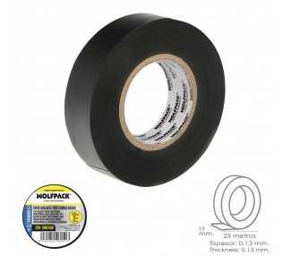 Cinta Aislante Profesional Negra Espesor 0.15 mm. Ancho 19 mm. Rollo 25 Metros Cinta Electricista, Cinta Aislante Cables