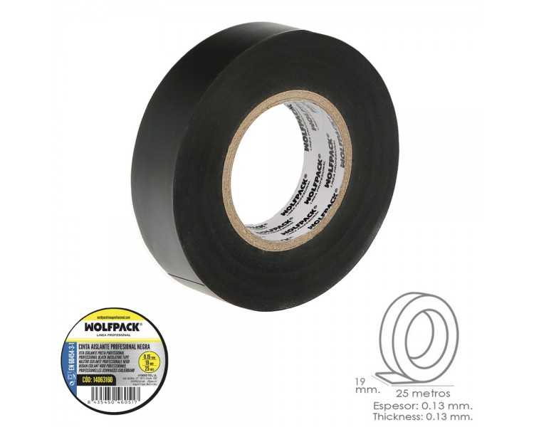 Cinta Aislante Profesional Negra Espesor 0.15 mm. Ancho 19 mm. Rollo 25 Metros Cinta Electricista, Cinta Aislante Cables
