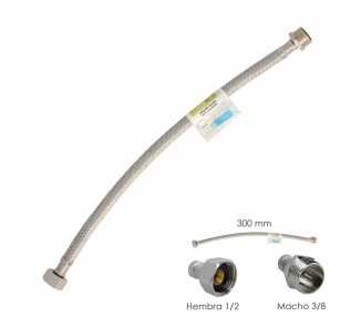 Latiguillo Flexible Acero Inoxidable Macho 3/8 - Hembra 1/2 - 300mm