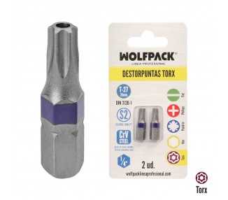 Puntas Destornillador Torx 27 Inviolable (2 Piezas). Acero S2 al Cromo Vanadio. Puntas Hexagonales, Destorpuntas,