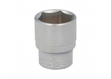 Llave Vaso 1/2" Hexagonal 24 mm. Perfil de 6 caras. Acero Cromo Vanadio, Aristas Redondas