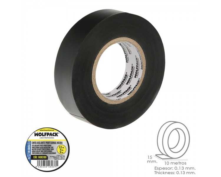 Cinta Aislante Profesional Negra Espesor 0.13 mm. Ancho 15 mm. Rollo 10 Metros Cinta Electricista, Cinta Aislante Cables