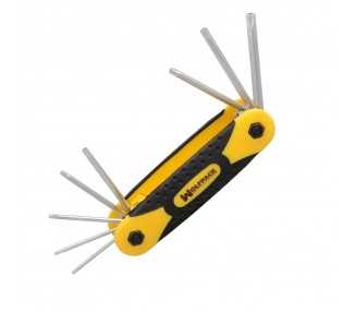 Juego Llaves Torx Plegable  8 Piezas Inviolable, Llave Torx Hexagonal, Llave Estrella, Llave Allen Estrella