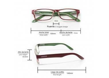 Gafas Lectura Kansas Rojo / Verde. Aumento +1,0 Gafas De Vista, Gafas De Aumento, Gafas Visión Borrosa