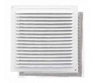 Rejilla Ventilación Aluminio Con Mosquitera Atornillable 200 x 200 mm. Color Blanco