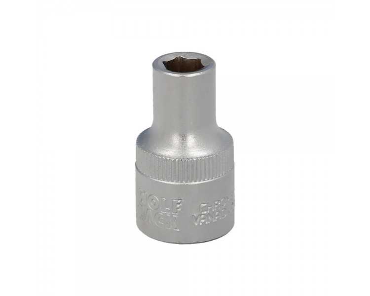 Llave Vaso 1/2" Hexagonal 8 mm. Perfil de 6 caras. Acero Cromo Vanadio, Aristas Redondas
