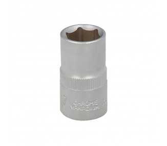 Llave Vaso 1/2" Hexagonal 15 mm. Perfil de 6 caras. Acero Cromo Vanadio, Aristas Redondas