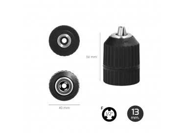 Portabrocas Sin Llave Nylon 1/2" Hembra Ø 13mm.  Sin Llave Portabrocas, Autoajustable