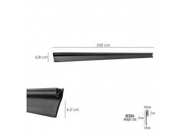 Burlete Reforzado Para Puertas De Garaje Aluminio Negro Con Goma 2,5 m. Perfil Bajo Cochera Cepillo De Puerta, Burlete Garaje