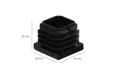 Contera Interior Plastico Cuadrada 30x30 mm. Color Negro. Bolsa 200 Unidades. Contera Mesa, Silla, Muebles, Estanteria