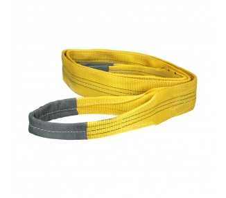 Eslinga Plana Doble Banda 3.000 Kg. Factor Seguridad 7:1, Longitud: 4 Metros Ancho 9 cm. 100% Poliester. Color Amarilla