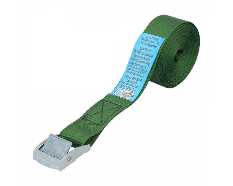 Cinta De Amarre Con Trinquete 4 metros x 25 mm. Trinquete Metalico Automatico, Cincha, Eslinga Mercancia, Correa Sujeción
