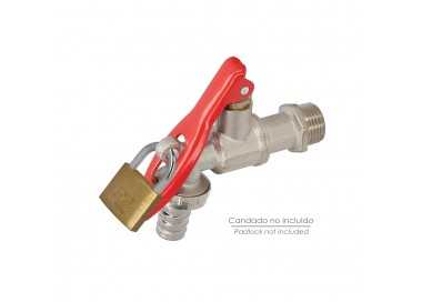 Grifo Esfera 1/2"  Con Sistema De Bloqueo Por Candado Grifo Jardin Exterior, Grifo Con Bloqueo y Conector Manguera