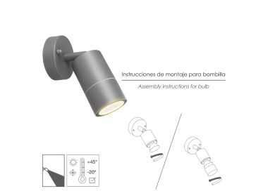 Lampara Aplique Exterior GU10 IP44 Color Antracita Aplique Techo, Luz Jardín, Lámpara Jardín, Luz Exterior, Aplique Jardín